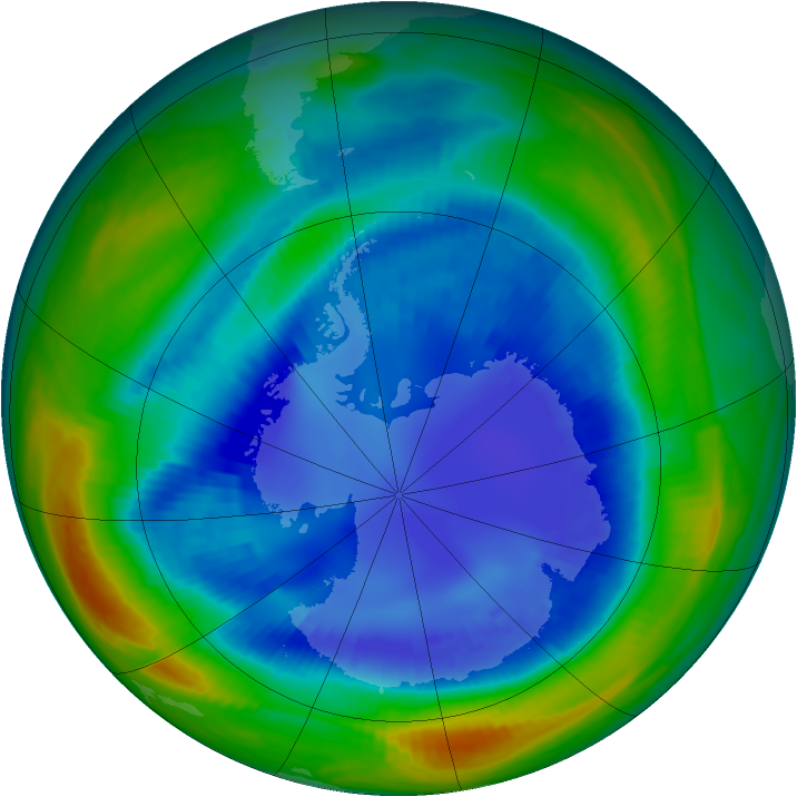 Antarctic ozone map for 25 August 1999